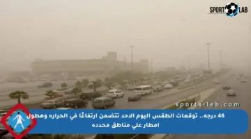 46 درجة.. توقعات الطقس اليوم الأحد تتضمن ارتفاعًا في الحرارة وهطول أمطار على مناطق محددة